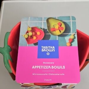 Tabitha Stoneware Red Green Appetizer Bowls Set